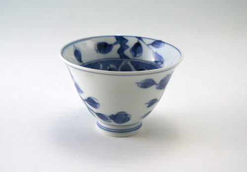 有田焼 青花 山茶花百合型煎茶
