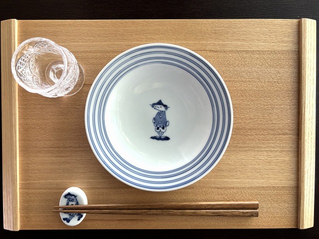 濃マント異人プチケーキ皿 しん窯 青花