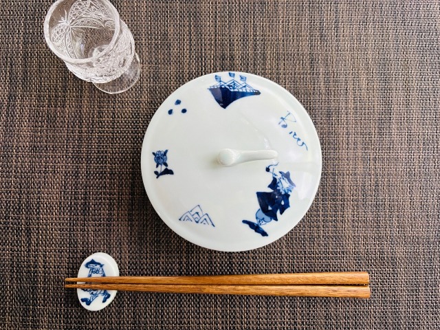 異人づくし蓋物 しん窯青花 限定商品