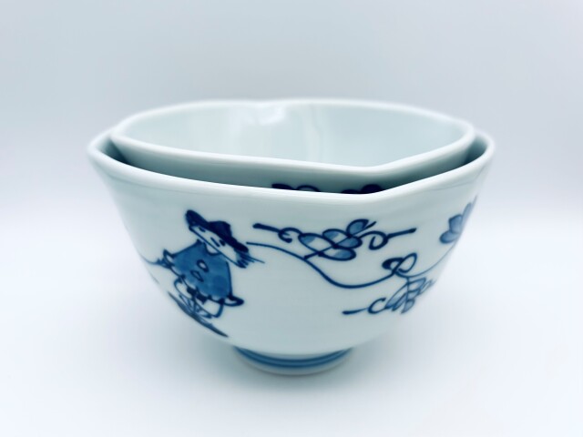 唐草異人四角丼(小)しん窯青花 限定商品