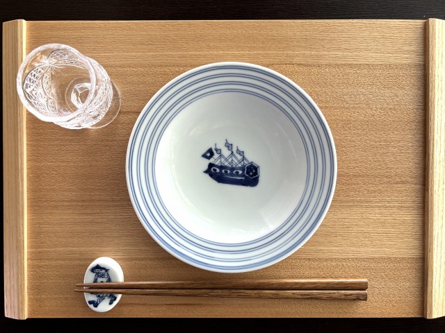 オランダ船プチケーキ皿 しん窯青花